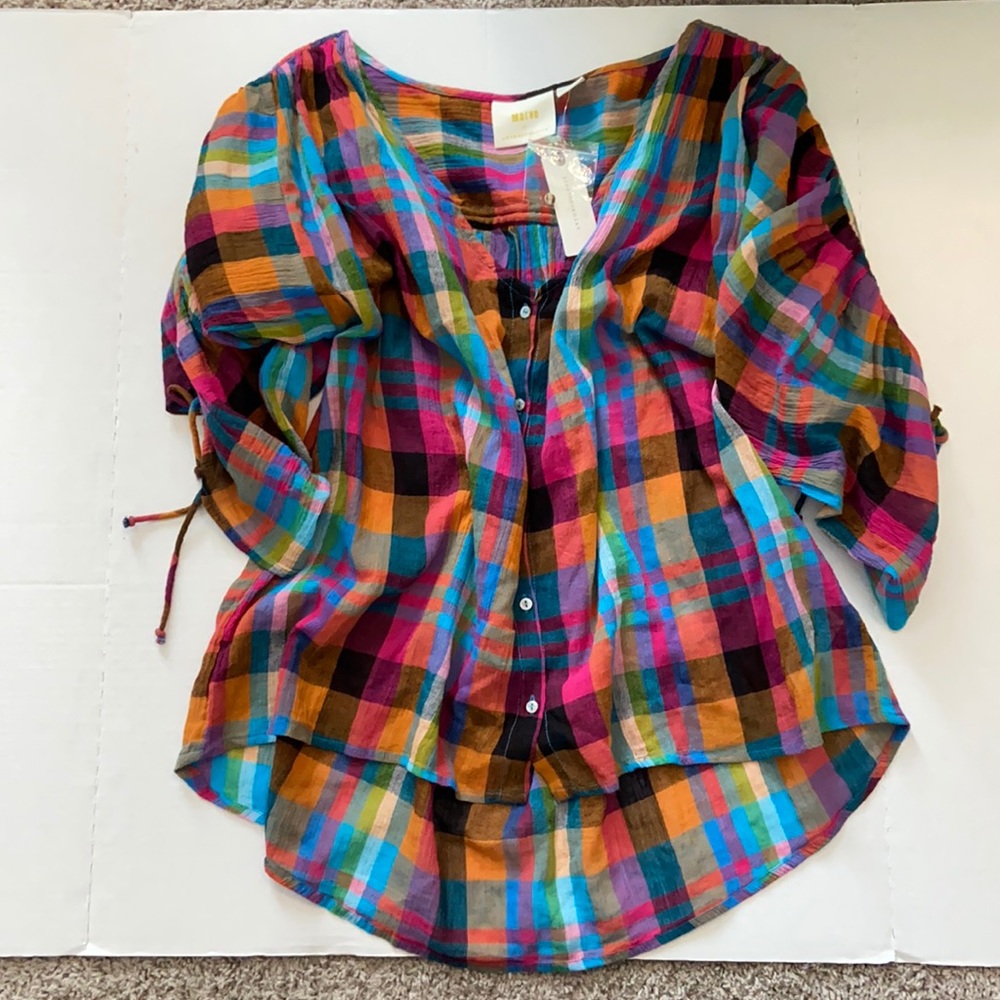 NWT Maeve by Anthropologie Amelia madras plaid top